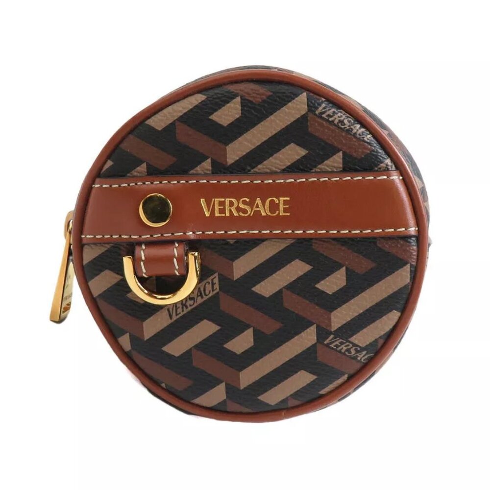 VERSACE Pouch Brown PVC/Leather/Goldtone